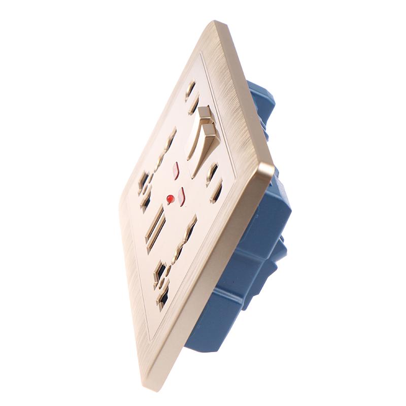 Veggstrømkontakt Universal 5 Hull 2.1A Dobbel USB-laderport Kontakt