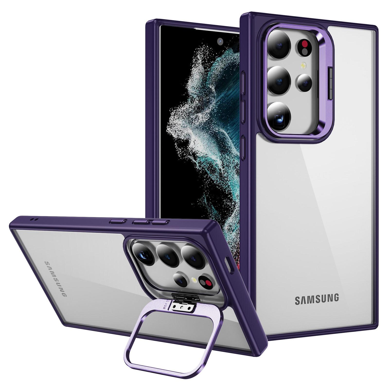 

For Samsung Galaxy S24 Ultra Case Camera Frame Hybrid TPU+Acrylic Phone Cover Dark Purple
