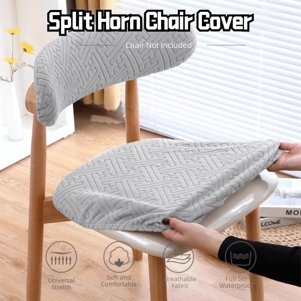 1 Set Curved Backrest Dining Chair Cover Split Type Printing Pattern Armless Chair Cover Elastic Backrest Protector Cove