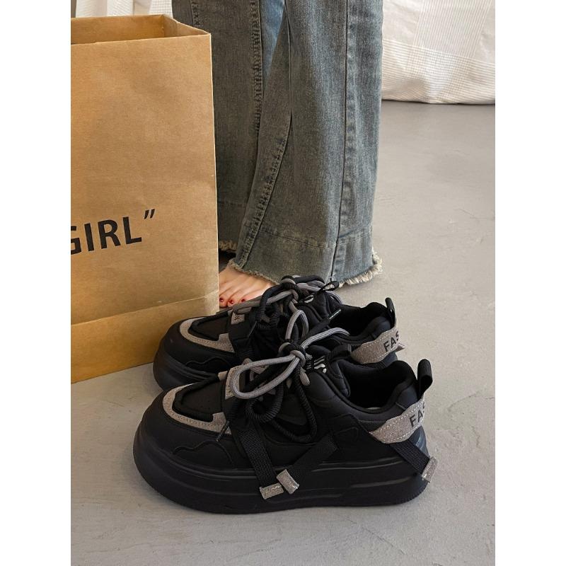 Niche thick-soled muffin board shoes women's versatile 2 new autumn height-increasing casual sports dad shoes