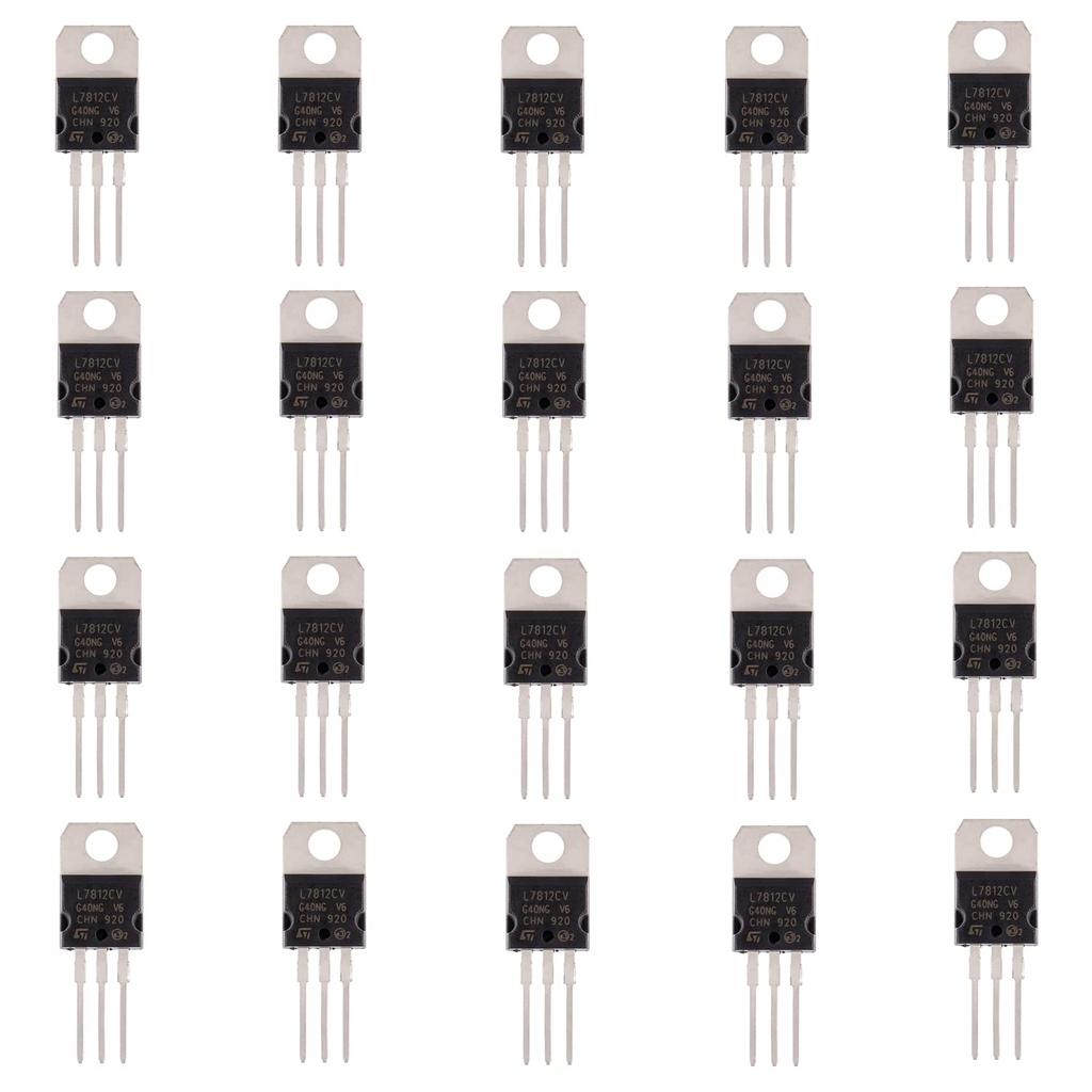 BOJACK IC 7812 Voltage Regulator Output 12 V 1.5 A Integrated Circuits L7812 Linear Positive Voltage Regulators TO-220 (Pack of 20)