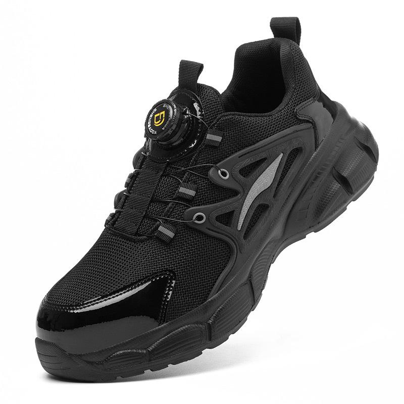 lightweight safety shoes with rotary button anti-slip field work boots steel toe work shoes for women men safety toe sneakers