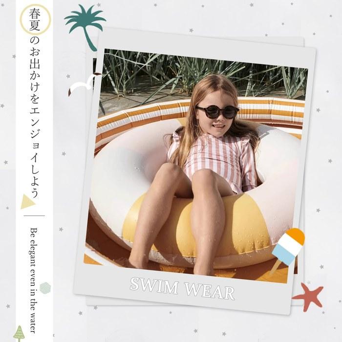 [GoUseGo] Kids Swimsuit One-Piece Set with Cap, Long Sleeve Rash Guard, 2-Piece, 80-130cm