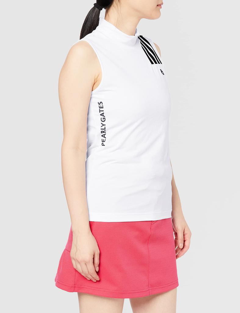 PEARLY GATES Women's Sleeveless Undershirt, Stretch Waffle / 055-3167422 030_White X Navy, Size 1 [M]