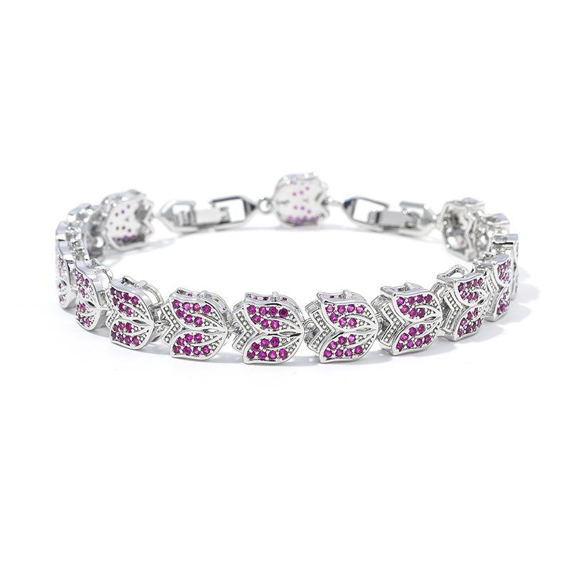 New American Bracelet with Full Set Corundum Zircon Bracelet and Flower Colored Treasure Jewelry From Europe and America