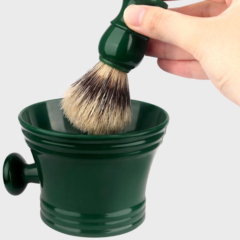 2Pieces Shaving Brush Kit Plastic Shaving Soap Bowl Shaving Lather Bowl with Shaving Brush,Create Rich Shaving Cream