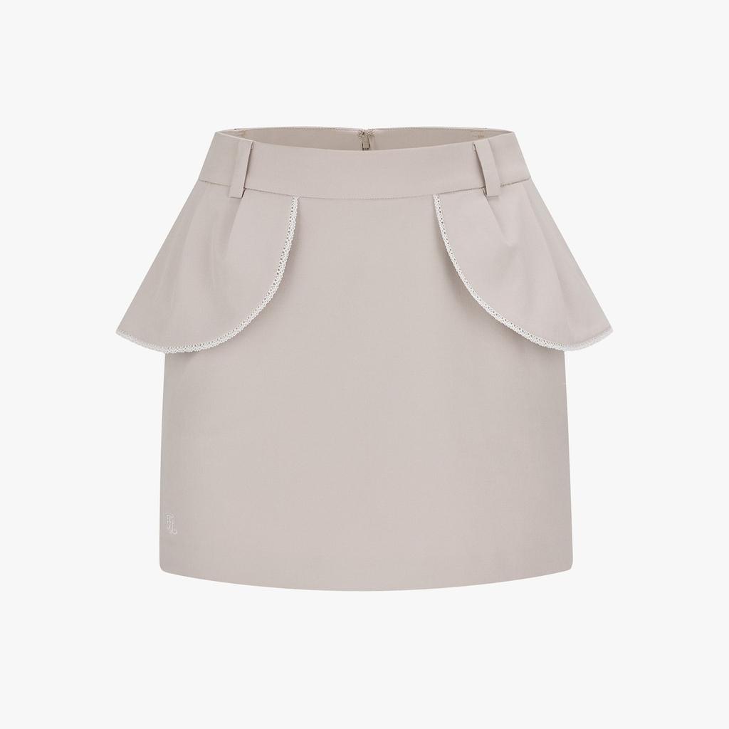 FAIRLIAR GOLF Lace-Trimmed Flap Skirt (Beige)