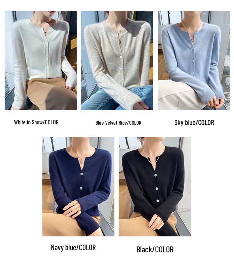 2024 Autumn/Winter Women's Cashmere V-Neck Loose Short Knit Cardigan Base Layer Top