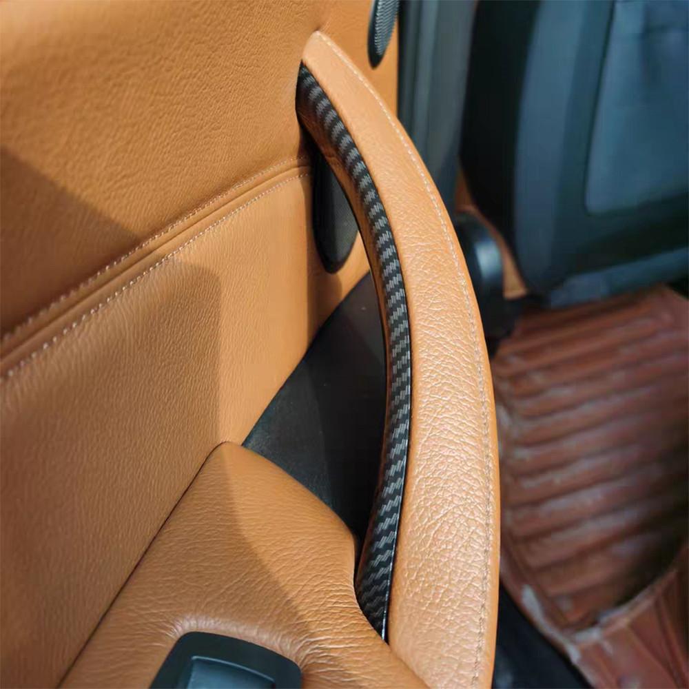 LHD Car Interior Door Carbon Fiber Pull Handle Armrest Cover Trim For BMW X5 X6 E70 E71 2007-2013