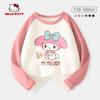 Hello Kitty Girls' Base Layer Shirt Spring 2024 New Children's Long-Sleeved T-Shirt Black Fashionable Stylish Top
