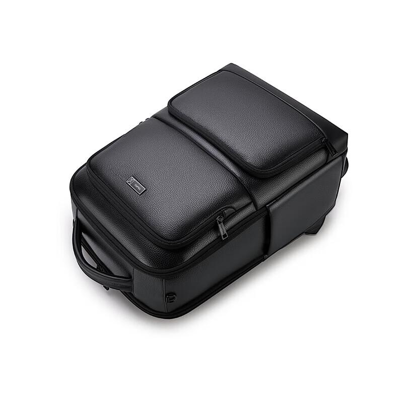 WILLIAMPOLO Men's Leather Business Travel Laptop Backpack