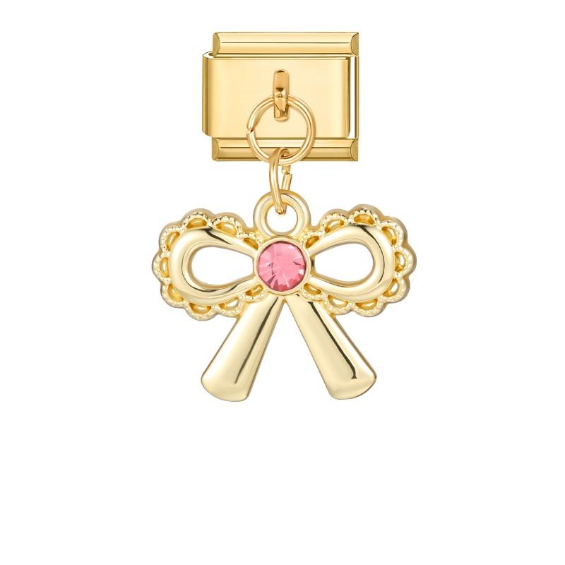 New Vintage Golden Pendant Charm Cat Butterfly Star Tennis Racket Bow Links Fit 9MM Stainless Steel Bracelet Women DIY Making