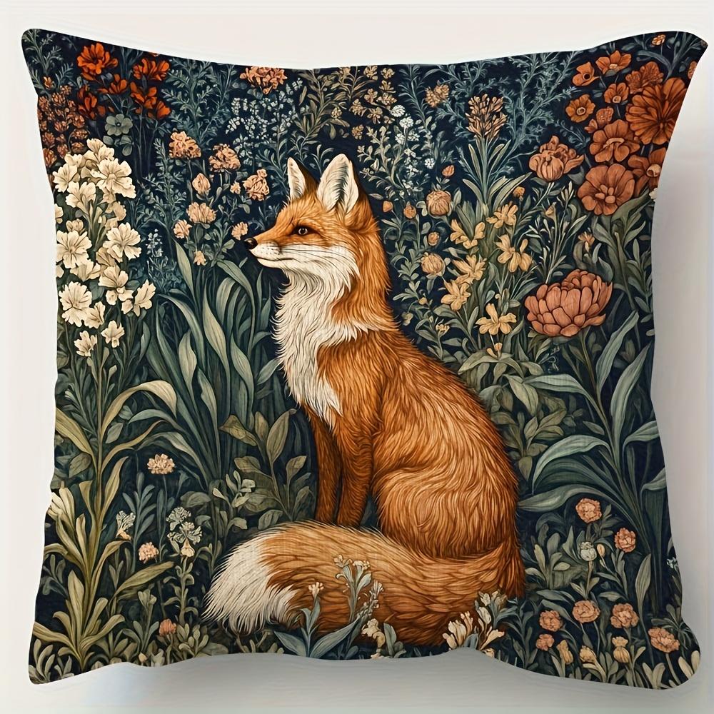 Fox And Floral Decorative Pillowcase Suitable For Sofa Bed Chair Home Decoration Cushion Cover Gift Atmosphere Decorative Pillow