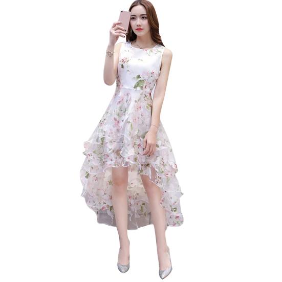 Women Elegant O Neck Sleeveless Waist Tight Swallow-tailed Hem Party Midi Dress