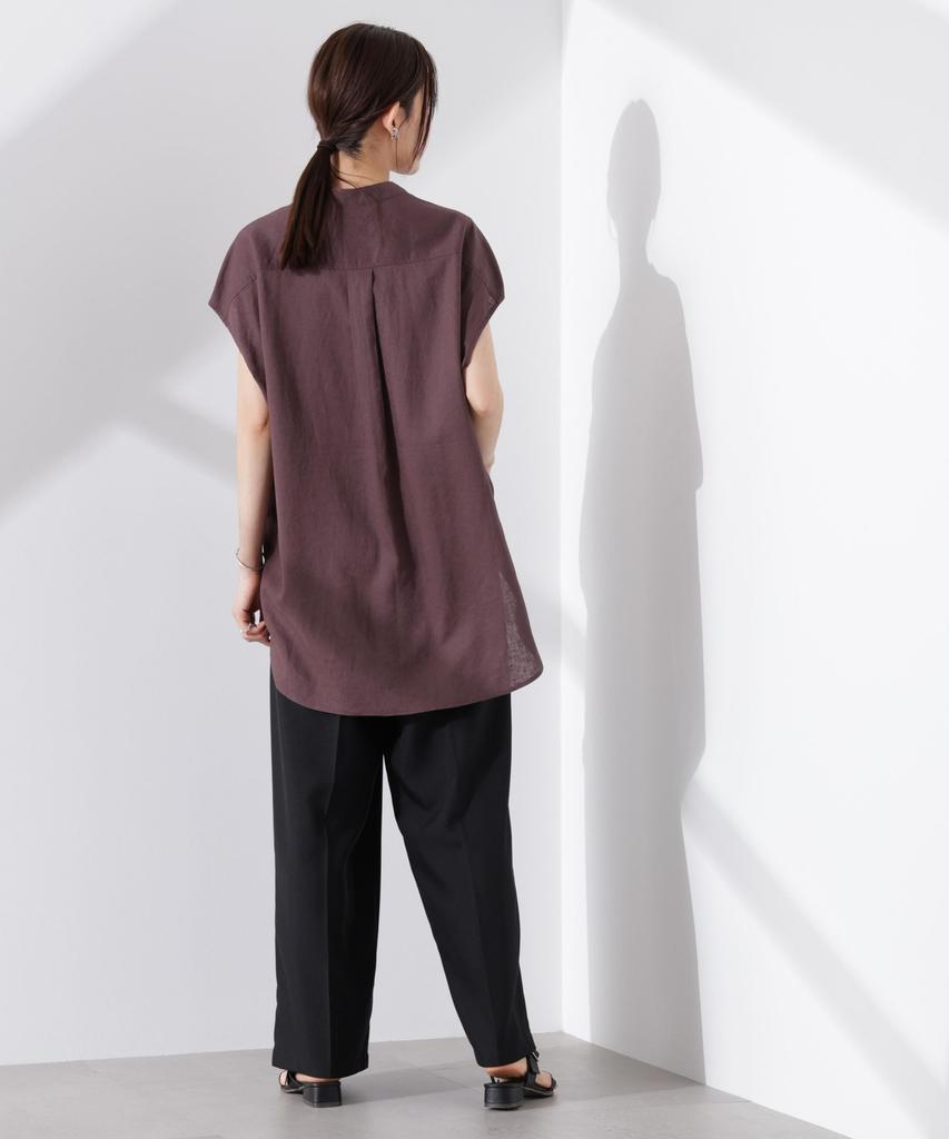 Nano Universe Linen French Sleeve F Anti-Smell Shirt, Women's, 050, Brown, 673-5121302