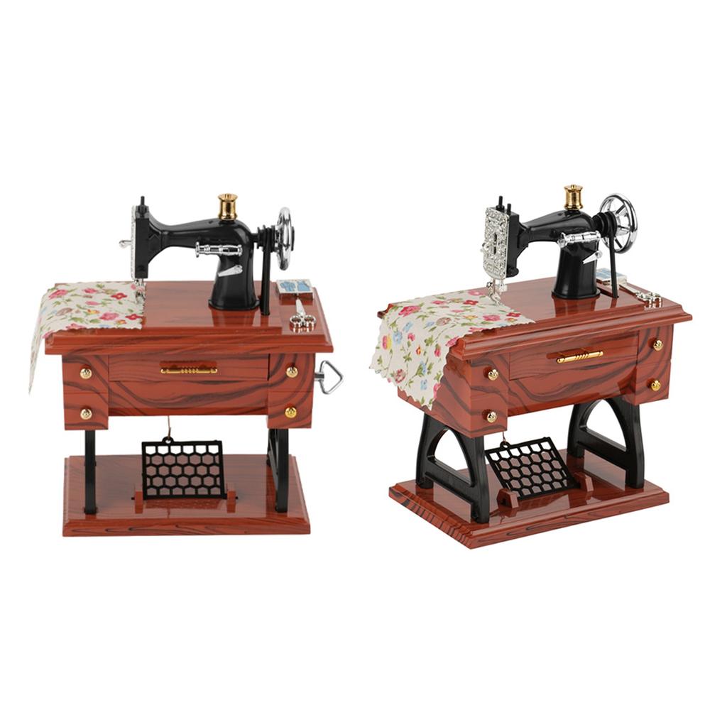 Mini Vintage Creative Retro Sewing Clockwork Music Box Gift Table Decoration