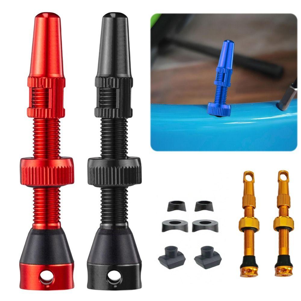 1/8Pcs 40mm Bicycle Valve Set with Wrench Cap Multicolor Aluminum Alloy Valve Valve Core Removal Tool Cap Tubeless Tire Valve