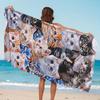 Cat Print Super Absorbent Bath Towel Breathable Large Beach Towel Soft Quick Drying Bath Towel Beach Camping Travel Themed Towel