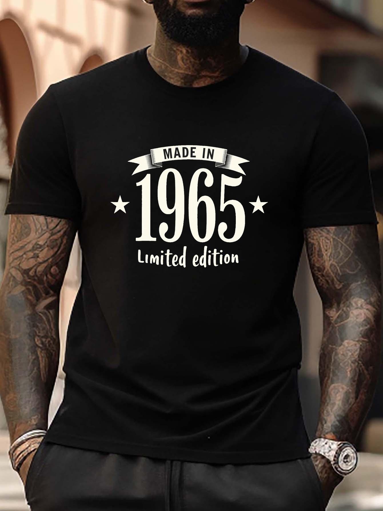 

Plus Size Made in 1965 Limited Edition T-shirt - Casual Black Crew Neck XL