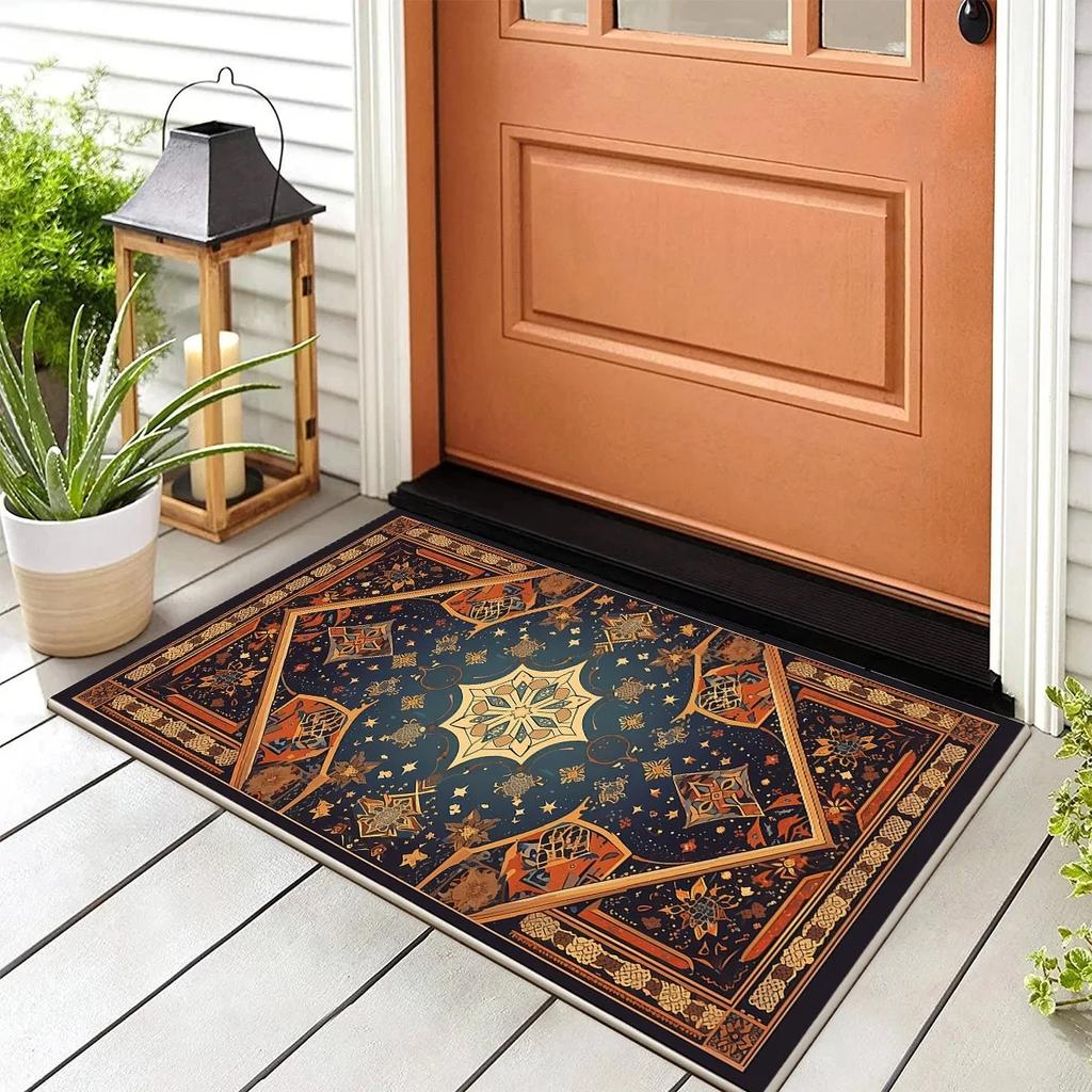 Vintage Luxury Welcome Doormat Stain-Resistant and Durable Entrance Hallway Doormat Bathroom Rug Home Decor