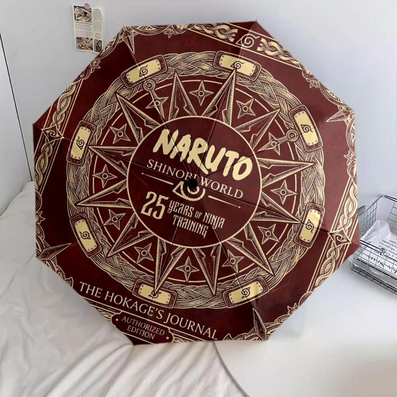 1 Stück Automatischer Faltregenschirm - Naruto Neunschwänziger Fusionsmuster Tragbares faltbares Design mit 8 Speichen Weihnachts-Geburtstagsgeschenke