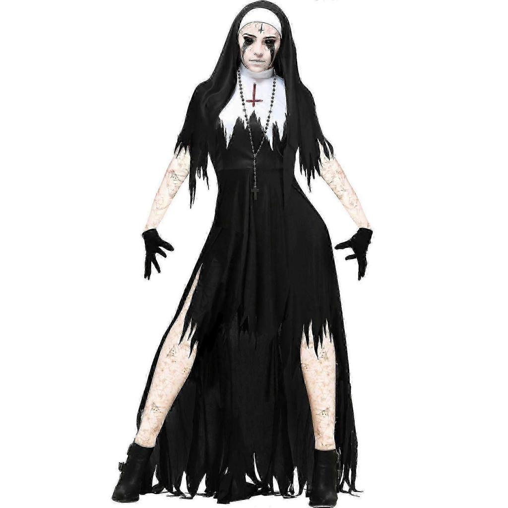 2026 heiß!! Erwachsenes Nonnenkostüm Grusliges Outfit Priester Halloween Cosplay Kostüm Nicht bis Halloween erreichbar