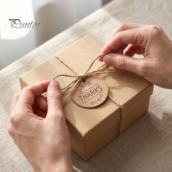 Natürliche Papieranhänger 100 Stück Danke mit Schnur, Runde Geschenkanhänger, Vorgeschnittenes Hochzeitsgastgeschenk-Etikett mit Loch zum Aufhängen für Partygeschenke und