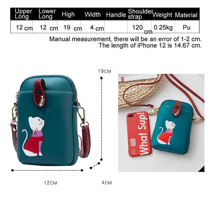Cute Cat Crossbody Bags for Girl Mobile Phone Bag Female Luxury Designer Women's Bag 2024 Winter Trend Shoulder Bag