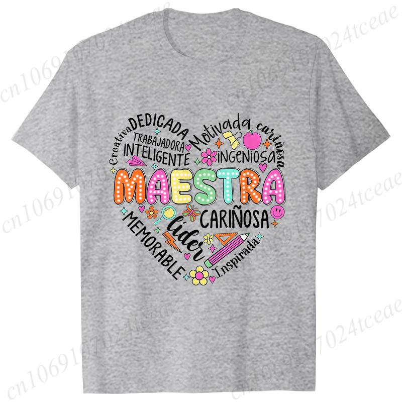 Spanish Maestra Women Girl T-shirt Casual Short Sleeve Round Neck Fashion Tee Shirt Teacher Comfy Tee Top Teacher Summer Clothes