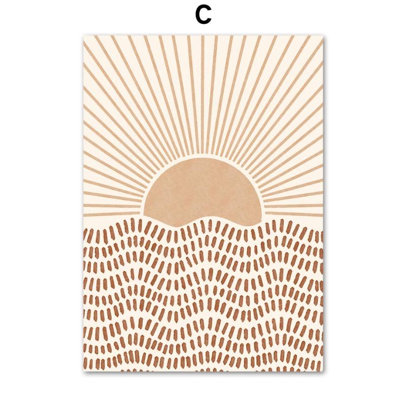 Boho Linien Sonne Mädchen Vase Blatt Regenbogen Geometrie Wandkunst Leinwand Malerei Nordische Poster und Drucke Bilder für Wohnzimmer Dekor