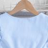 Girl 6-12y Summer Fashionable Fly Sleeve Striped Princess Dress Children's Dresses Casual Dress