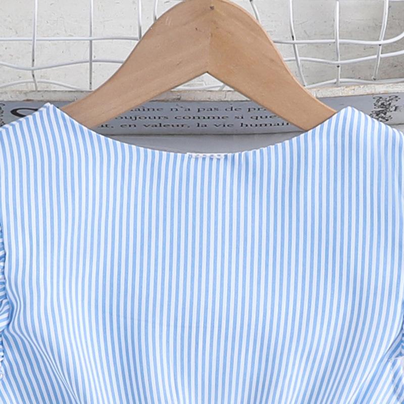 Girl 6-12y Summer Fashionable Fly Sleeve Striped Princess Dress Children's Dresses Casual Dress