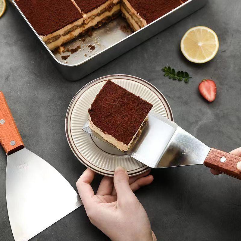 Stainless Steel Cake Spatula With Wooden Handle Cheese Shove Pizza Shovel Spatula For Cake Pizaa Baking Spatula Baking Tools