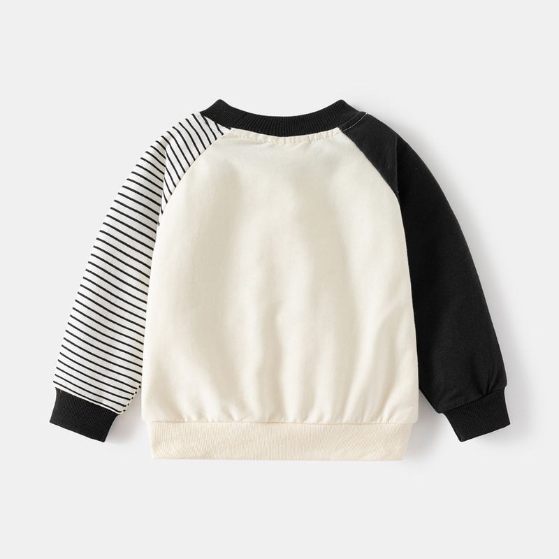 Spring and Autumn Boys Crew Neck Pullover Sweatshirt Kids Cartoon Color Matching Sleeve Coat Top Baby Boy Elephant Clothes