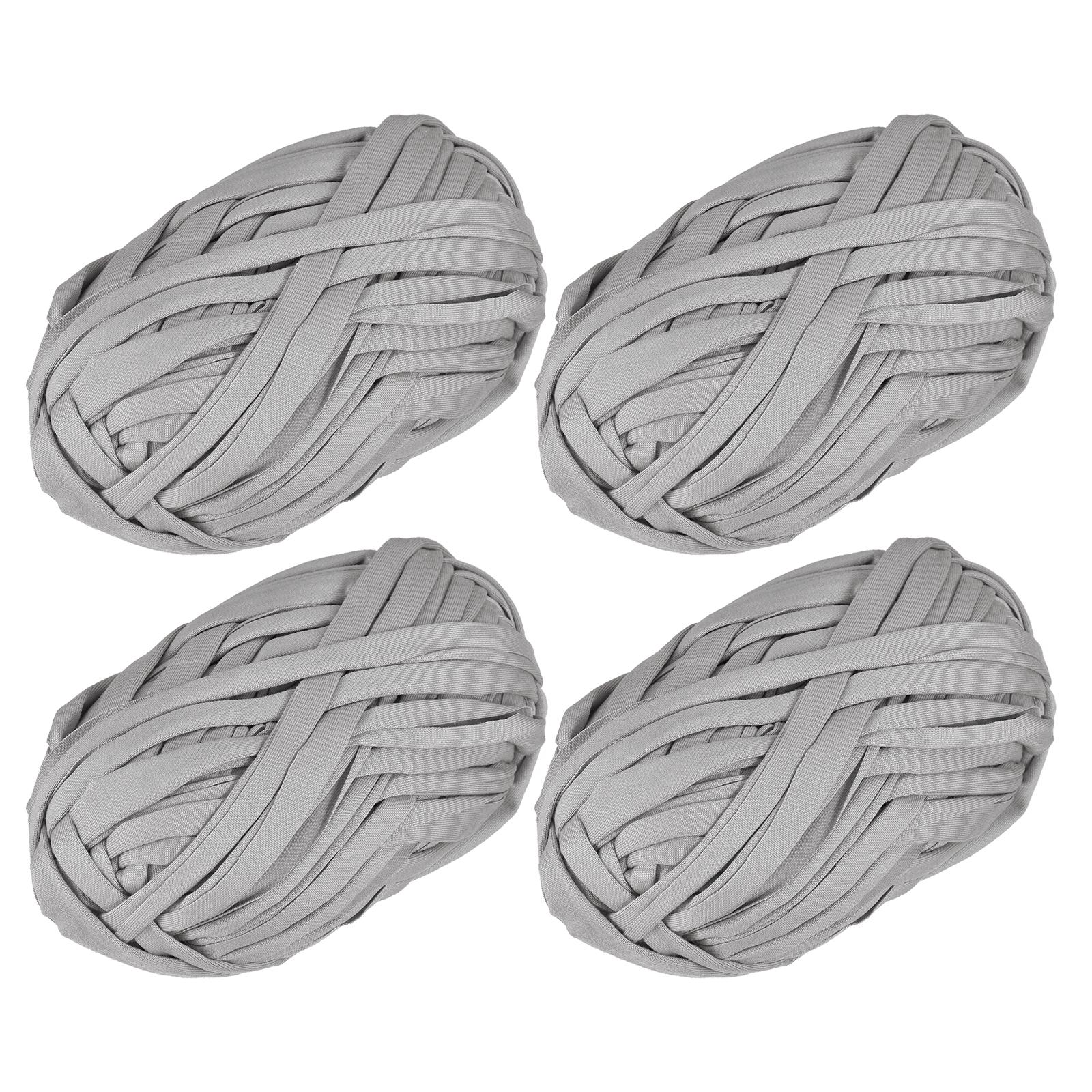 

4 Rolls Elastic Fabric Cloth Yarn T Shirt Crochet Yarns Thick Knitting Yarns for DIY Bag Carpet Cushion 14.11oz/ 400g світло-сірий колір