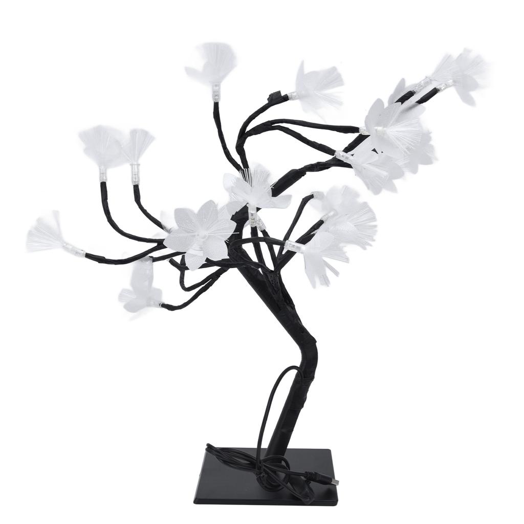 24LED Fiber Optic Tree Lamp USB Powered Simulation Flower Light for Household Decoration