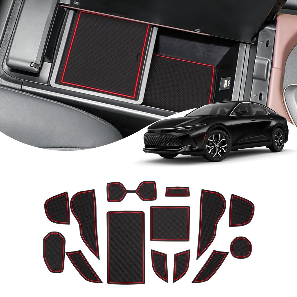 SXCY Satz Gummifußmatten für den neuen Toyota Crown mit Türfächern und Geräuschdämmung. Auch geeignet als Innenraum und 14-teiliges Sport, Rot, Rutschfest