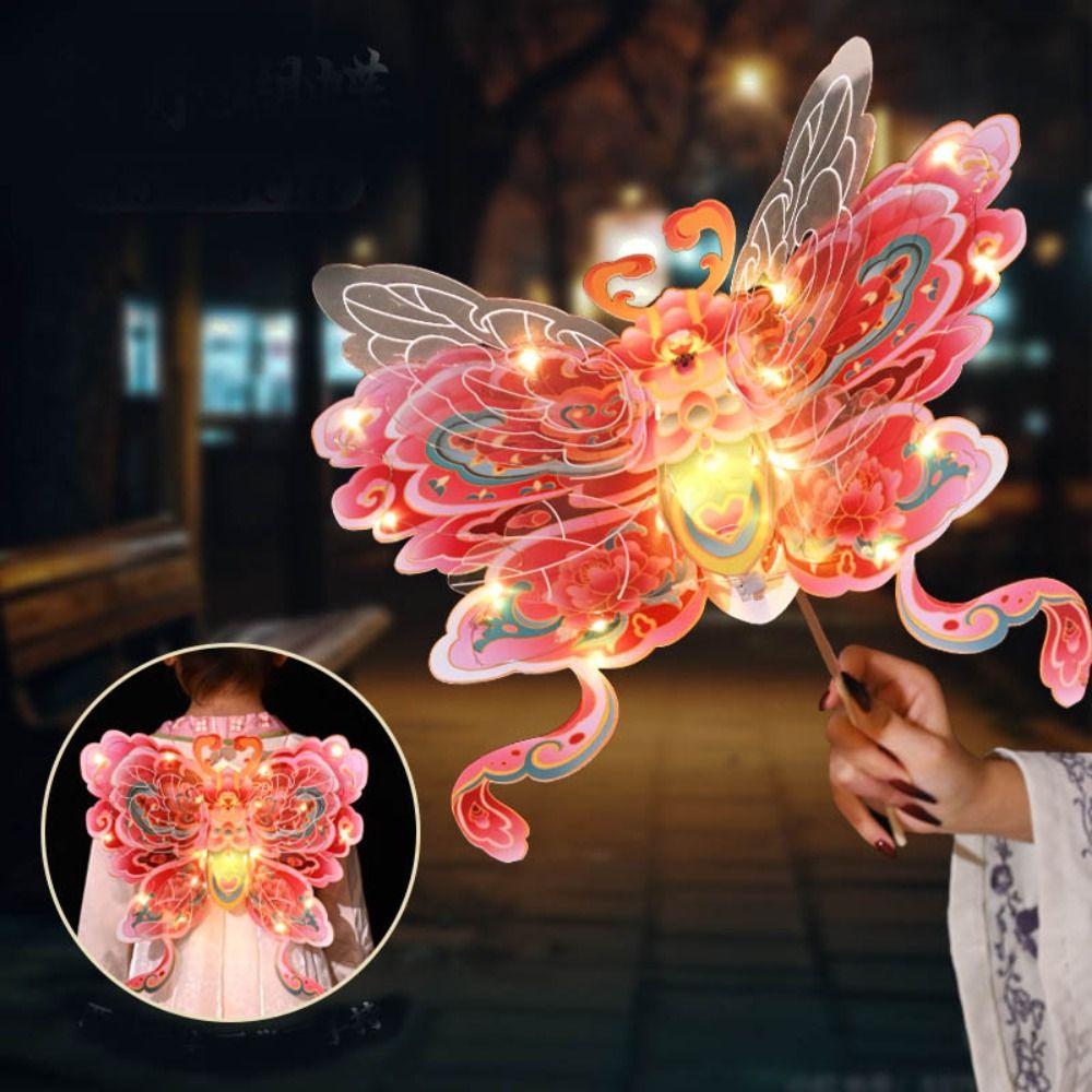 Luminous Handheld Glowing Lantern Handmade Light-Up Butterfly Lantern  Props