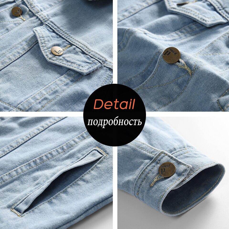 Men Spring Classic Cotton Denim Trucker Jacket Coat Men Autumn Outwear Solid Color Ripped Unlined Jeans Jackets Men XL