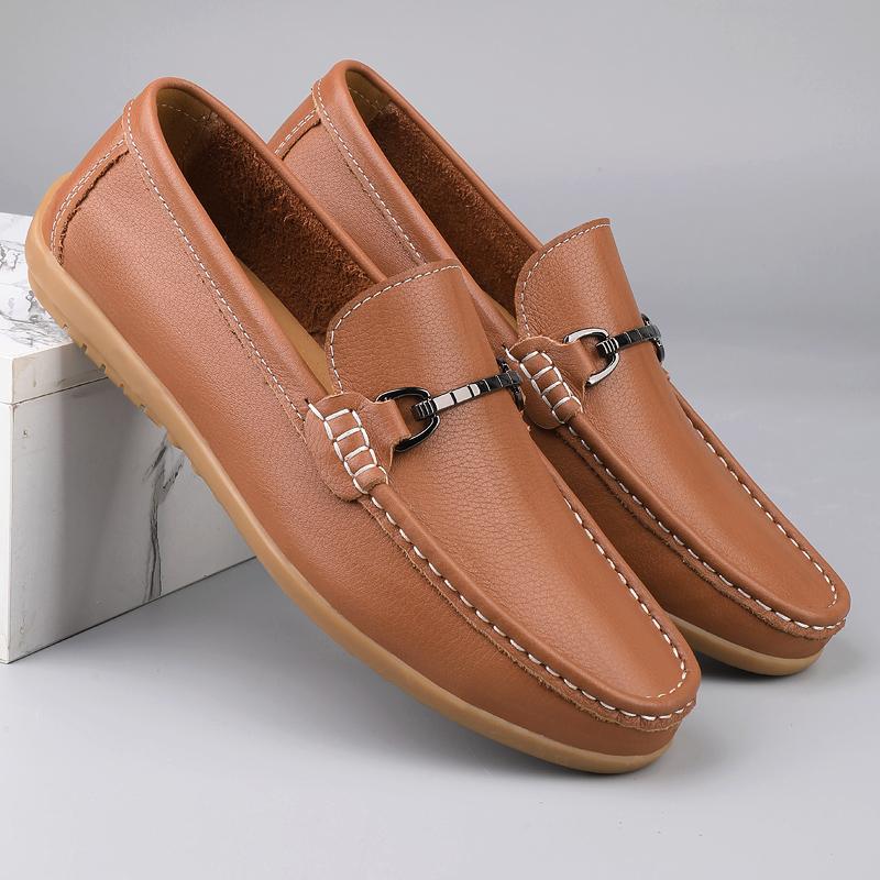 Fashion Genuine Leather Mens Loafers Handmade Casual Driving Flats Slip-on Shoes Luxury Comfy Moccasins New Luxury Male Business Shoes
