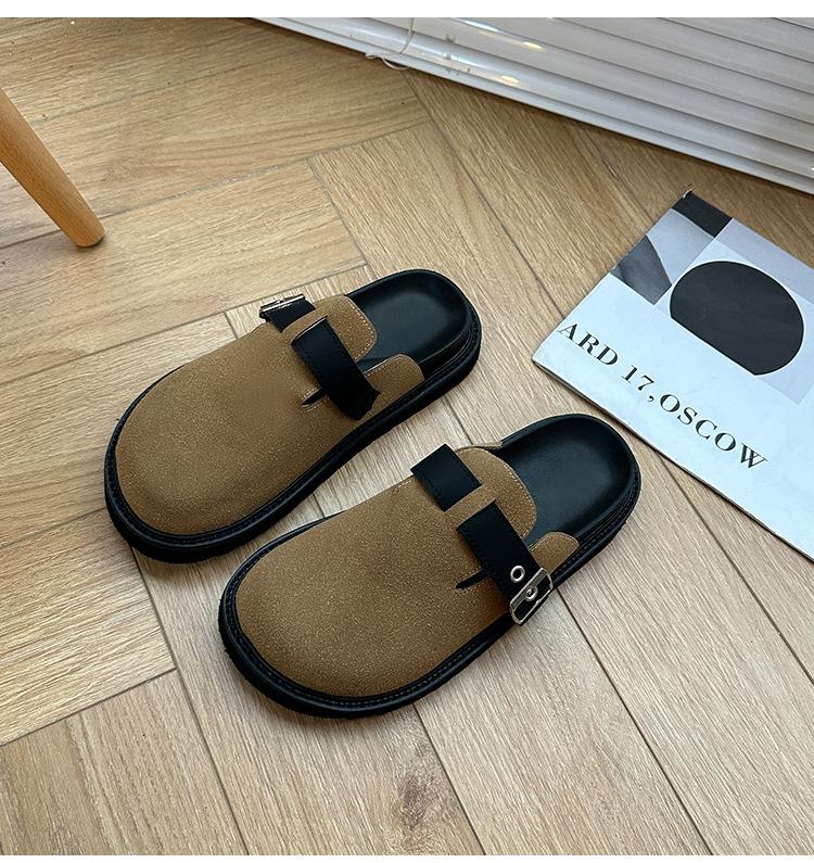 

Ретро сумка голова полушлепанцы осень 2025 новый верхняя одежда платформа один педаль ленивые туфли Boken Birken шлепанцы 40