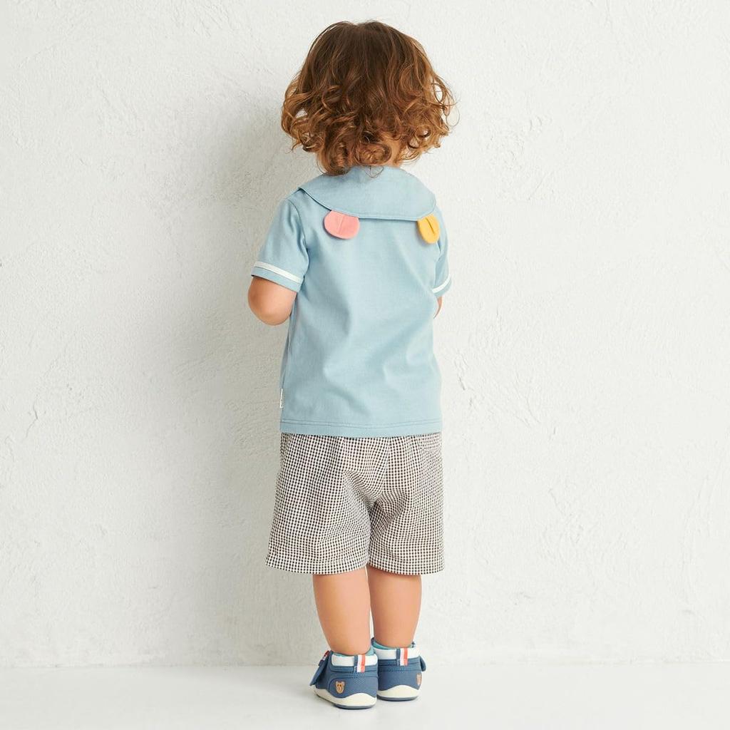 Tricou pentru copii HOUSE, cu guler marinaresc, mânecă scurtă, băieți și fete, albastru furtună, 90 cm [BISCUIȚI MIKI], 72-5203-146