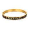 Bracciale a manetta unisex in acciaio al titanio con numeri romani e finitura galvanizzata per moda, regalo per uomo donna