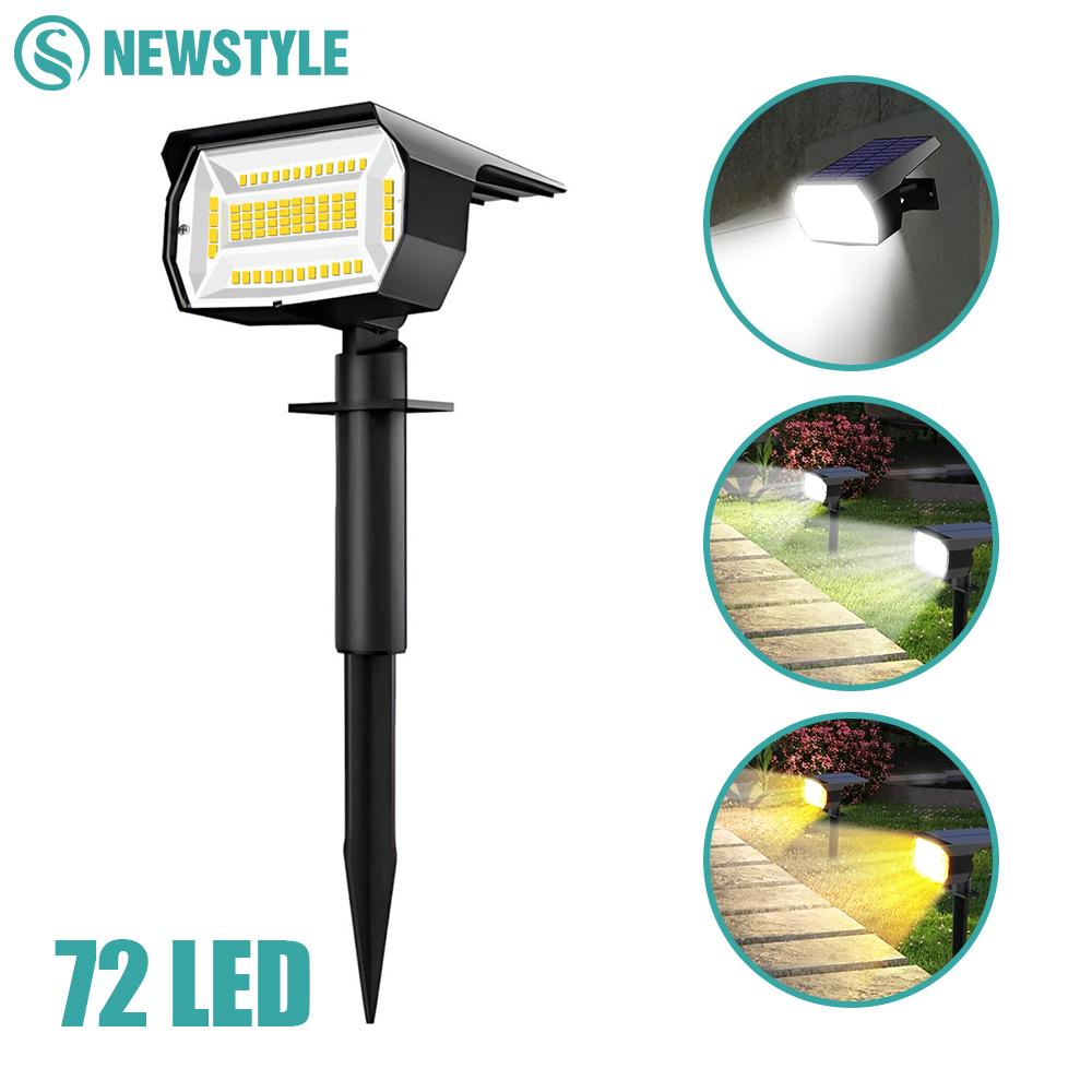 Outdoor Solar Spot Lights 72 LED 3 Lighting Modes 2 In 1 Solar Landscape Lights IP65 Waterproof Garden Light For Yard Lighting