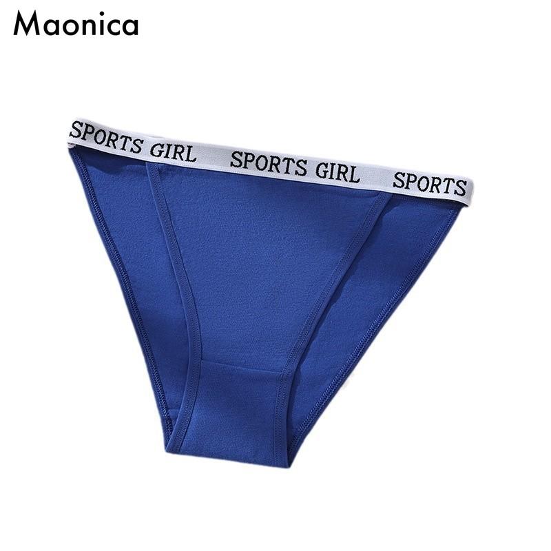 European Size Sexy Letter Sports Women's Underwear Side Hollow Briefs Breathable Seamless Pure Cotton Bikini Underwear