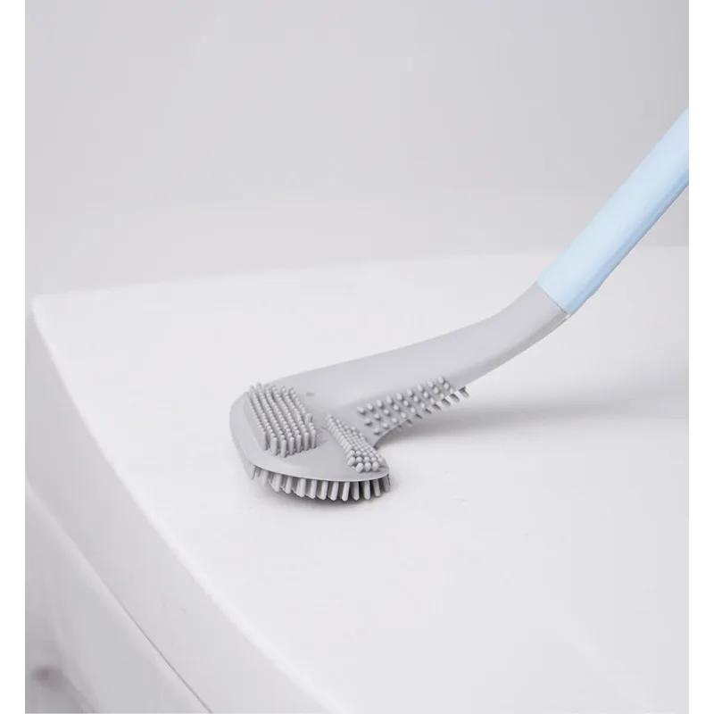 Silicone Wall Mounted Toilet Brush with Holder - Hygienic Non-Scratch Bristles, Practical Bathroom Cleaning Tool for Home Use