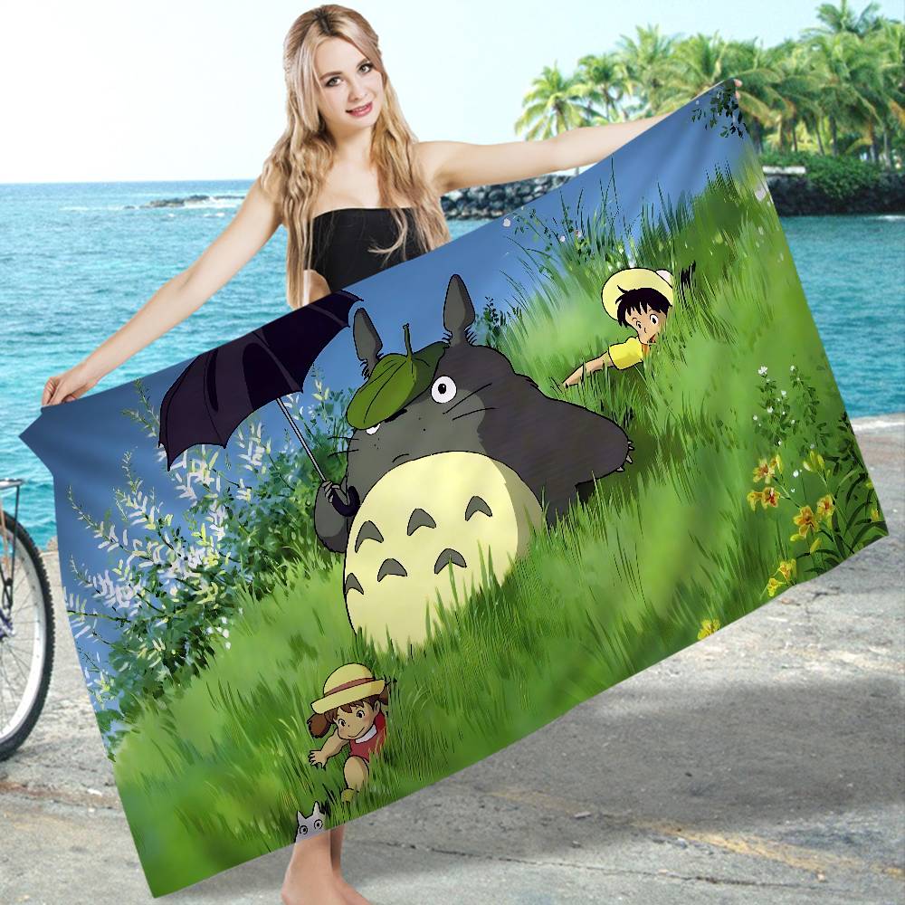 Kreslený T-Totoro Mikrovlákno Tištěný Plážový Ručník Horolezectví Jóga Pláž Koupání Běh Absorpční Měkký Ručník