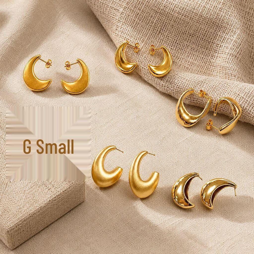 Elegant Crescent Moon Stainless Steel Earrings: Fashionable, Trendy Personalized Ear Studs with a High-End Feel.