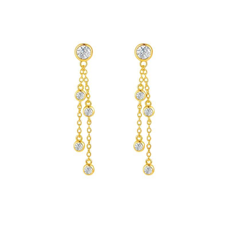 Tassel Dangle Earrings Shiny Zircon Rose Gold Color Hypoallergenic Fashion Accessories for Women Wedding Vacation