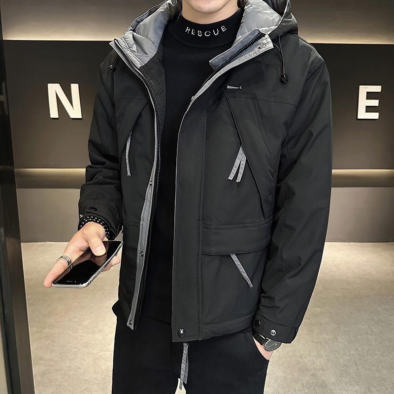 

Зимняя мужская куртка-пуховик, утолщенная, теплая, модная, с капюшоном, куртка-туловка XL